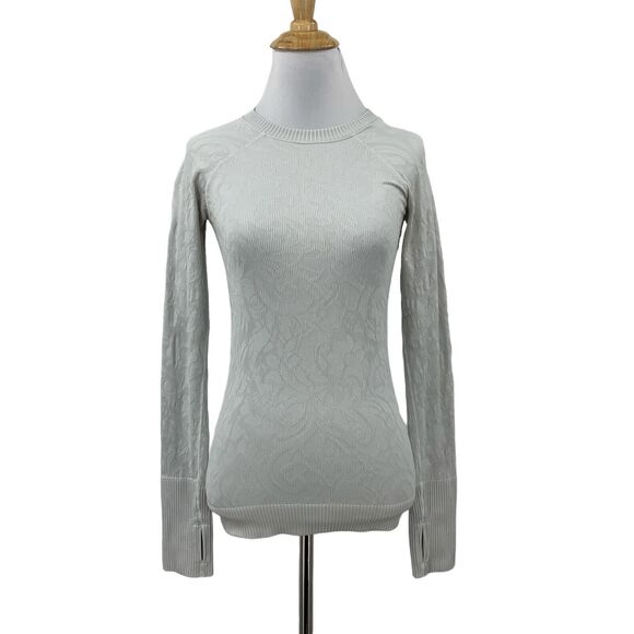 Lululemon Tops - Lululemon Top Womens 2/4 Light Grey Rest Less Pullover Thumbholes Ribbed Fitted